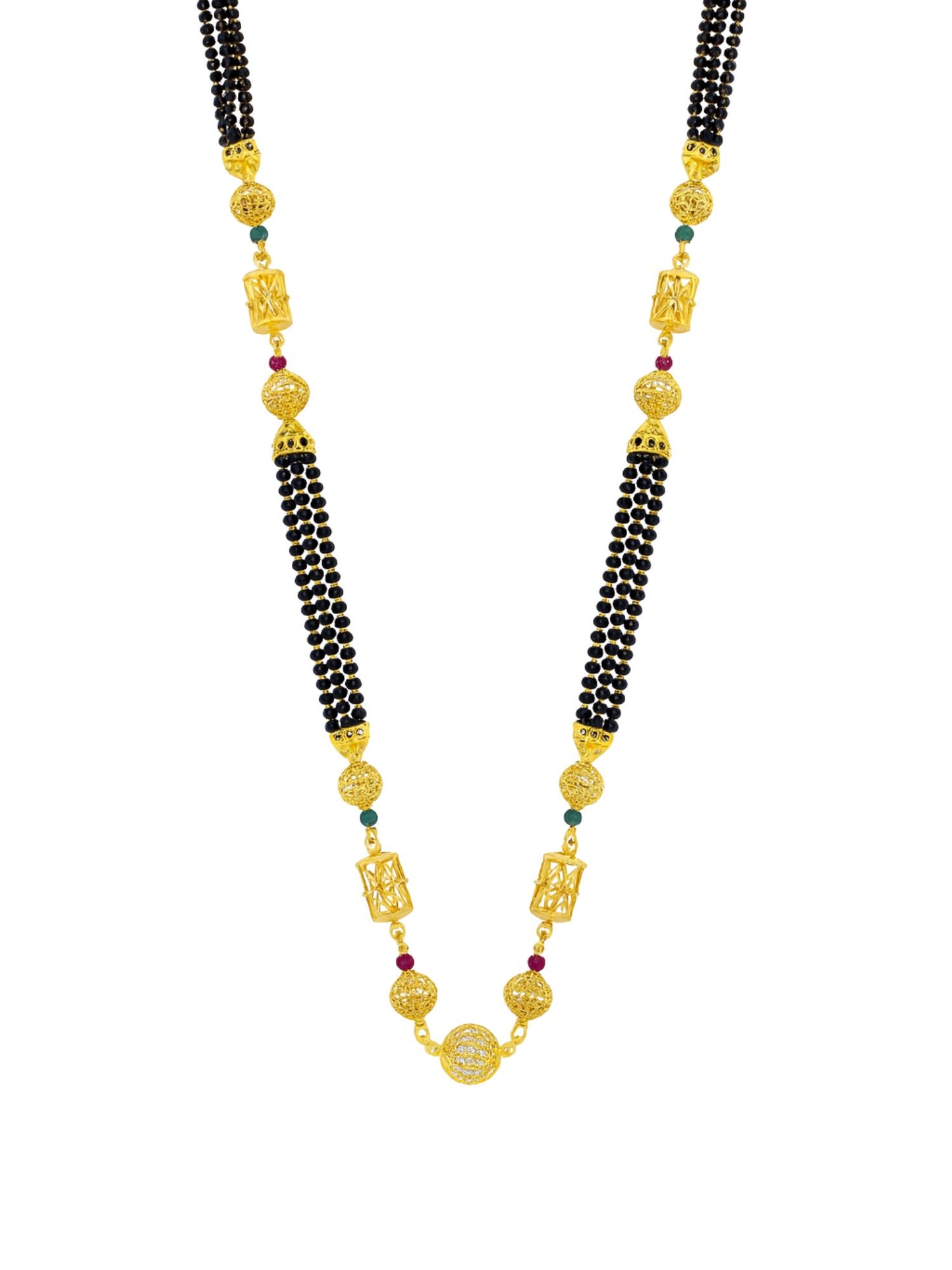 Gold Plated Long Mangalsutra Designs with Double Line Beads