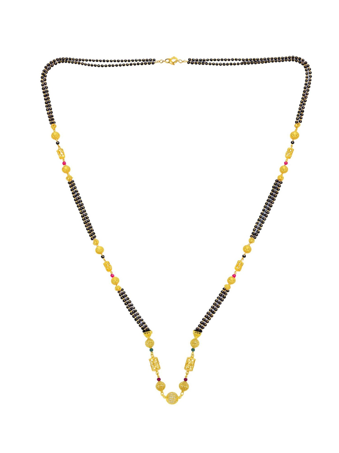 Gold Plated Long Mangalsutra Designs with Double Line Beads