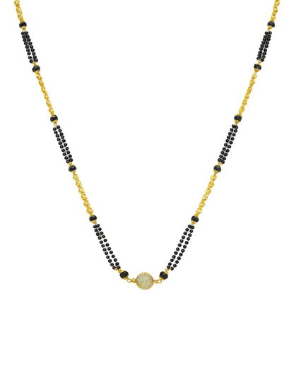 Gold Plated Long Mangalsutra with Double Line Beads