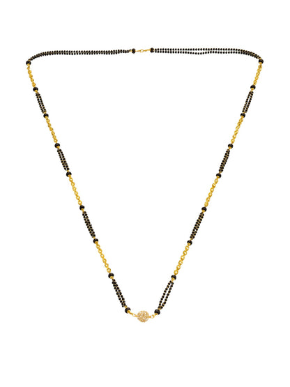 Gold Plated Long Mangalsutra with Double Line Beads