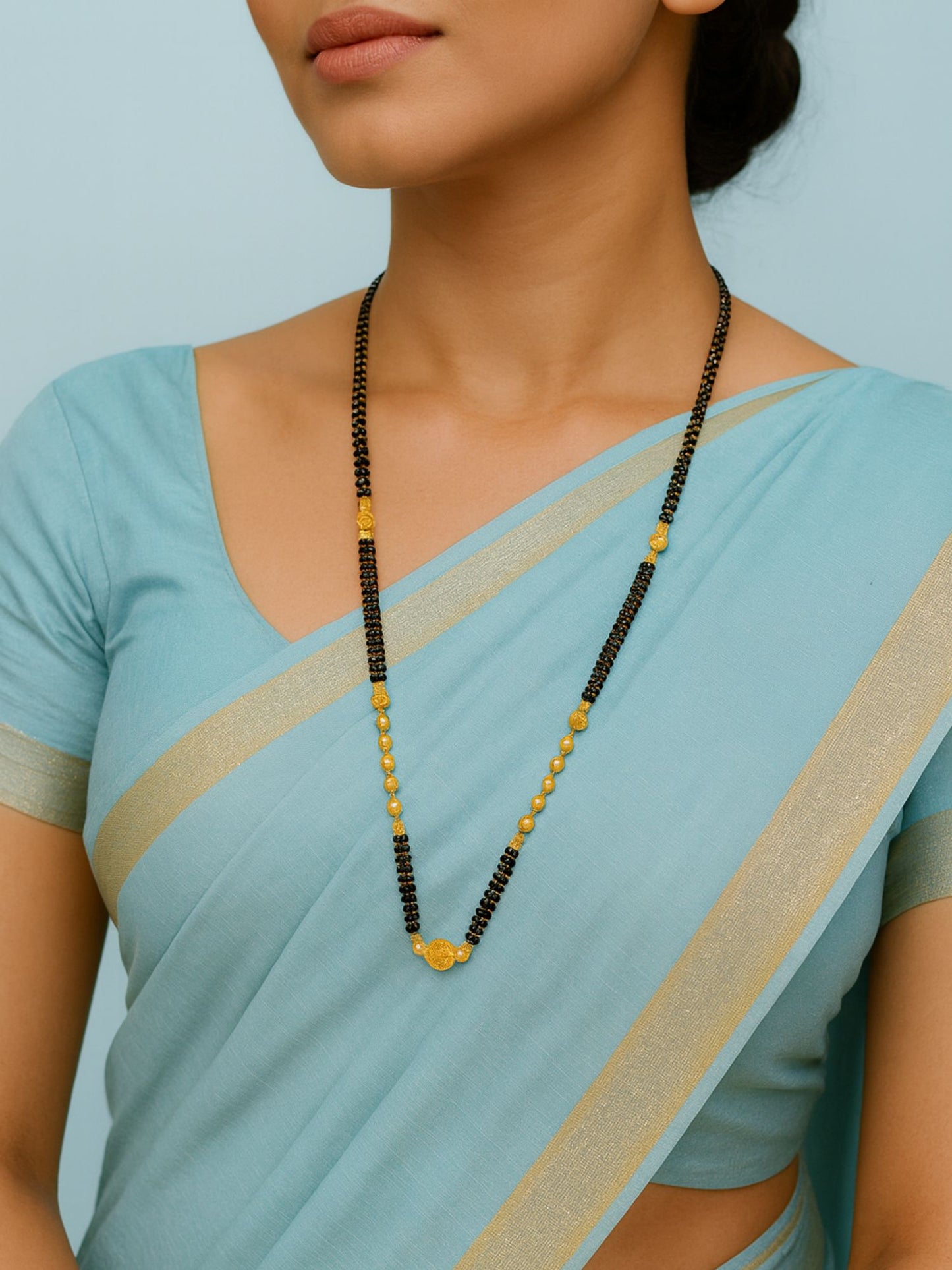 Gold Plated Long Double Line Mangalsutra for Women