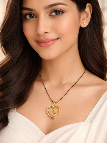 A To Z Letter Heart Short Mangalsutra Designs for Women