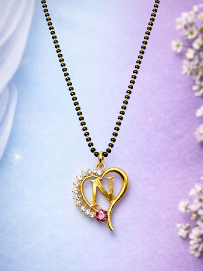 A To Z Letter Heart Short Mangalsutra Designs for Women