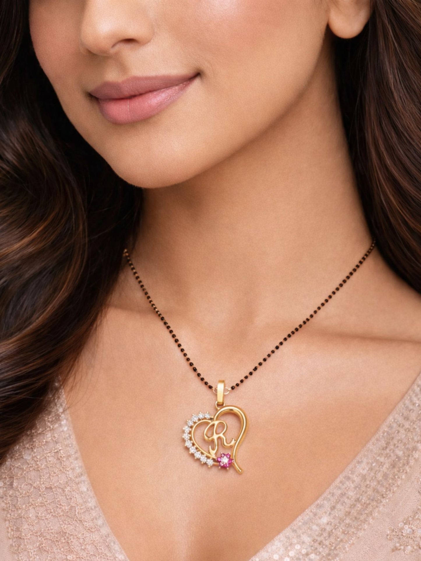 A To Z Letter Heart Short Mangalsutra Designs for Women