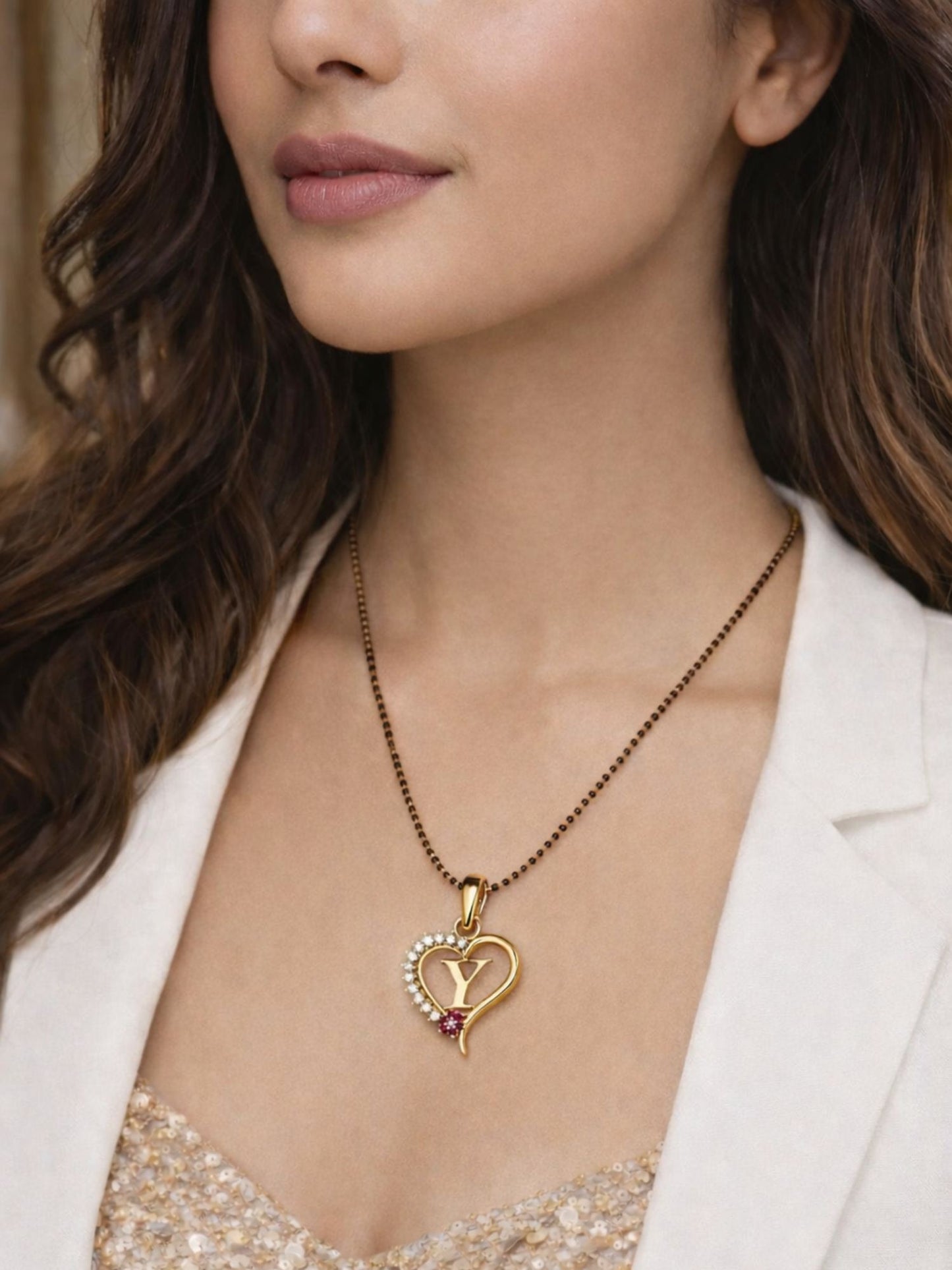 A To Z Letter Heart Short Mangalsutra Designs for Women