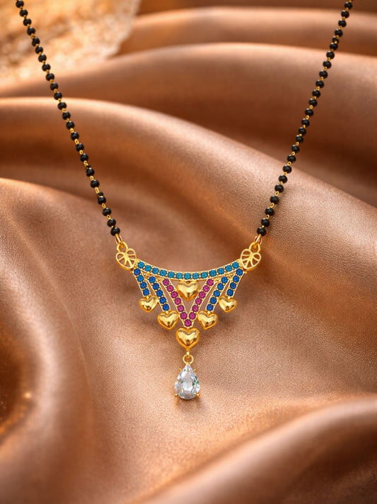 Rose Gold Short Mangalsutra Design with Heart Drop