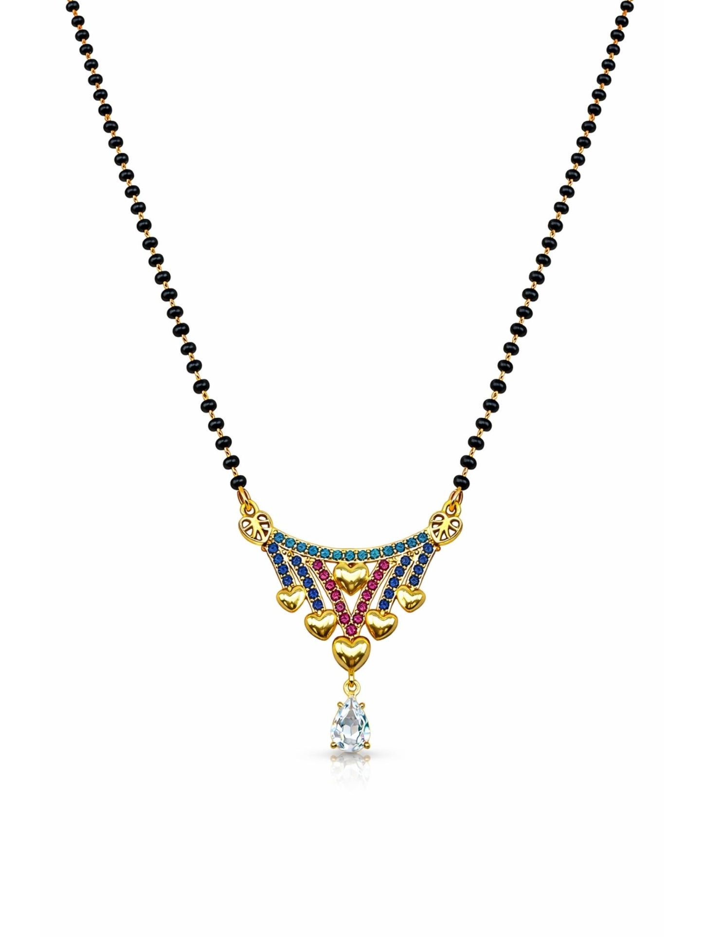 Rose Gold Short Mangalsutra Design with Heart Drop