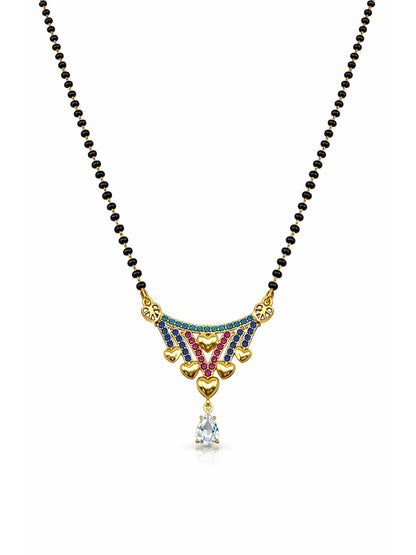 Rose Gold Short Mangalsutra Design with Heart Drop