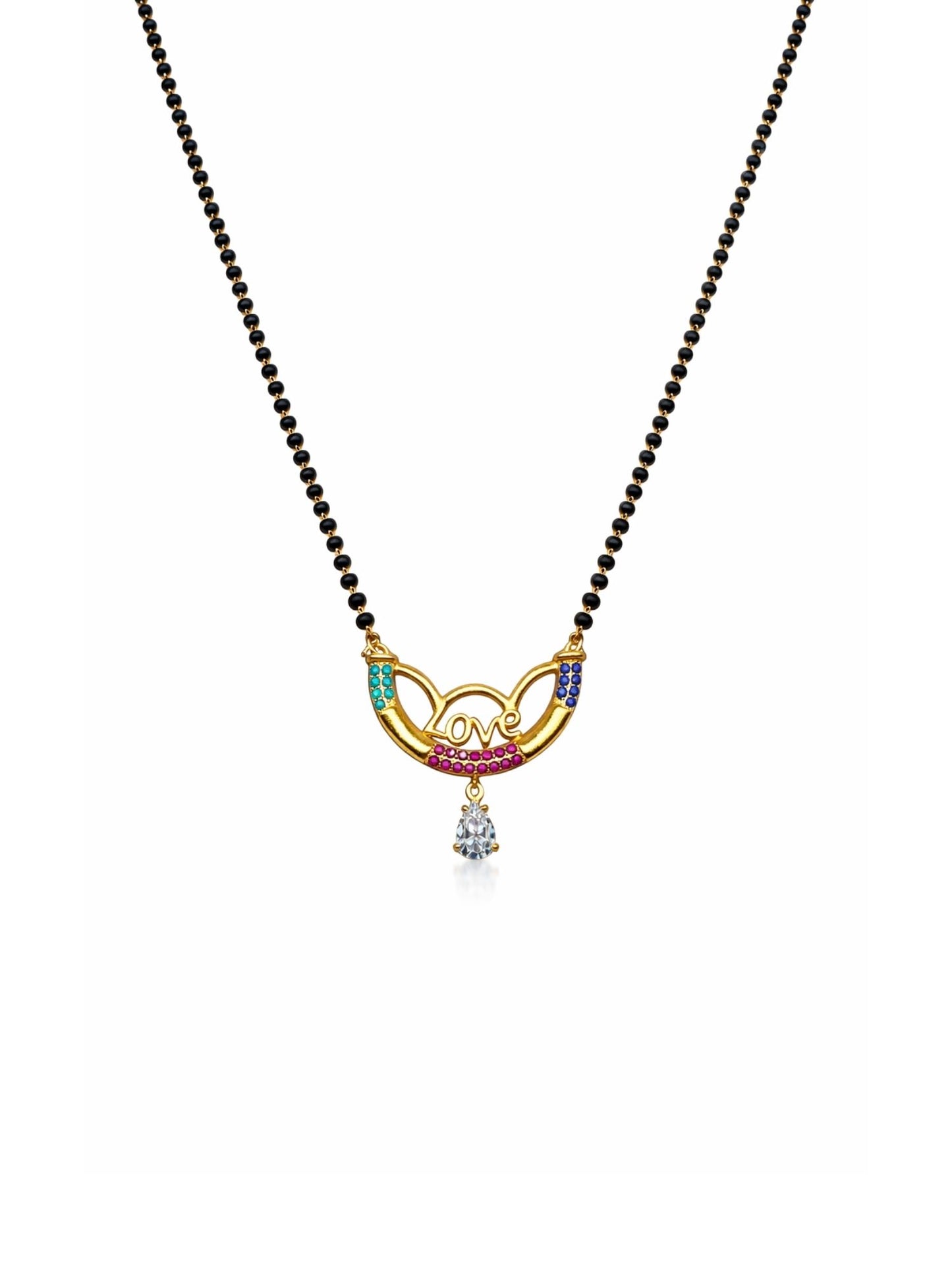 Rose Gold Short Mangalsutra Design with Love Pendant