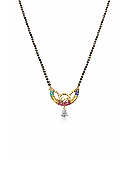 Rose Gold Short Mangalsutra Design with Love Pendant