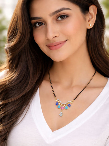 Rose Gold Short Mangalsutra Design with Crystal Drop