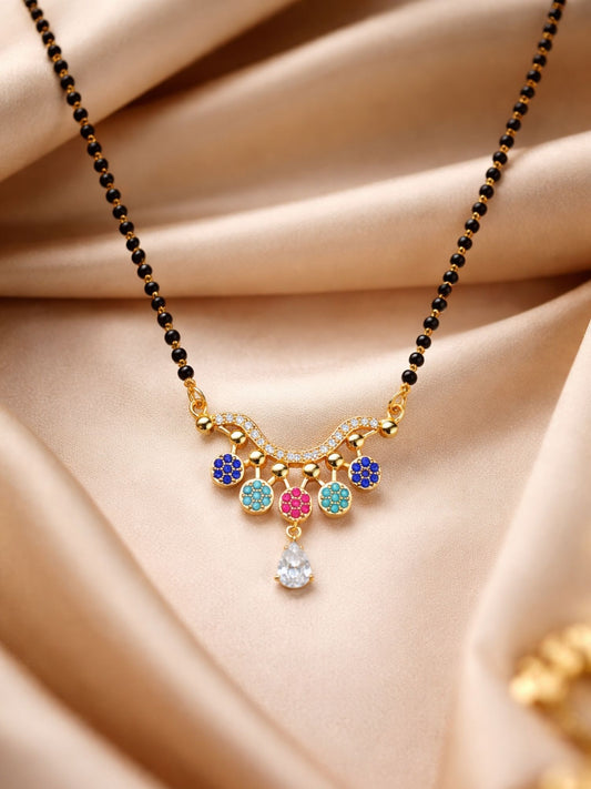 Rose Gold Short Mangalsutra Design with Crystal Drop