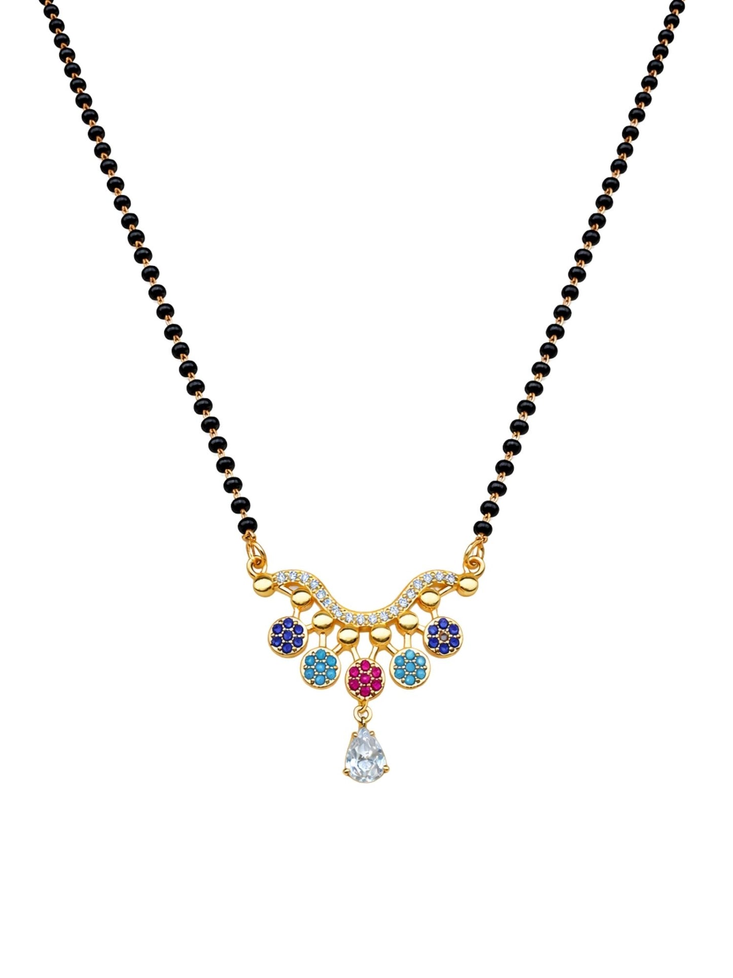 Rose Gold Short Mangalsutra Design with Crystal Drop