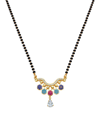 Rose Gold Short Mangalsutra Design with Crystal Drop