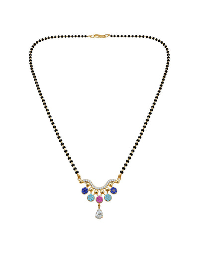 Rose Gold Short Mangalsutra Design with Crystal Drop