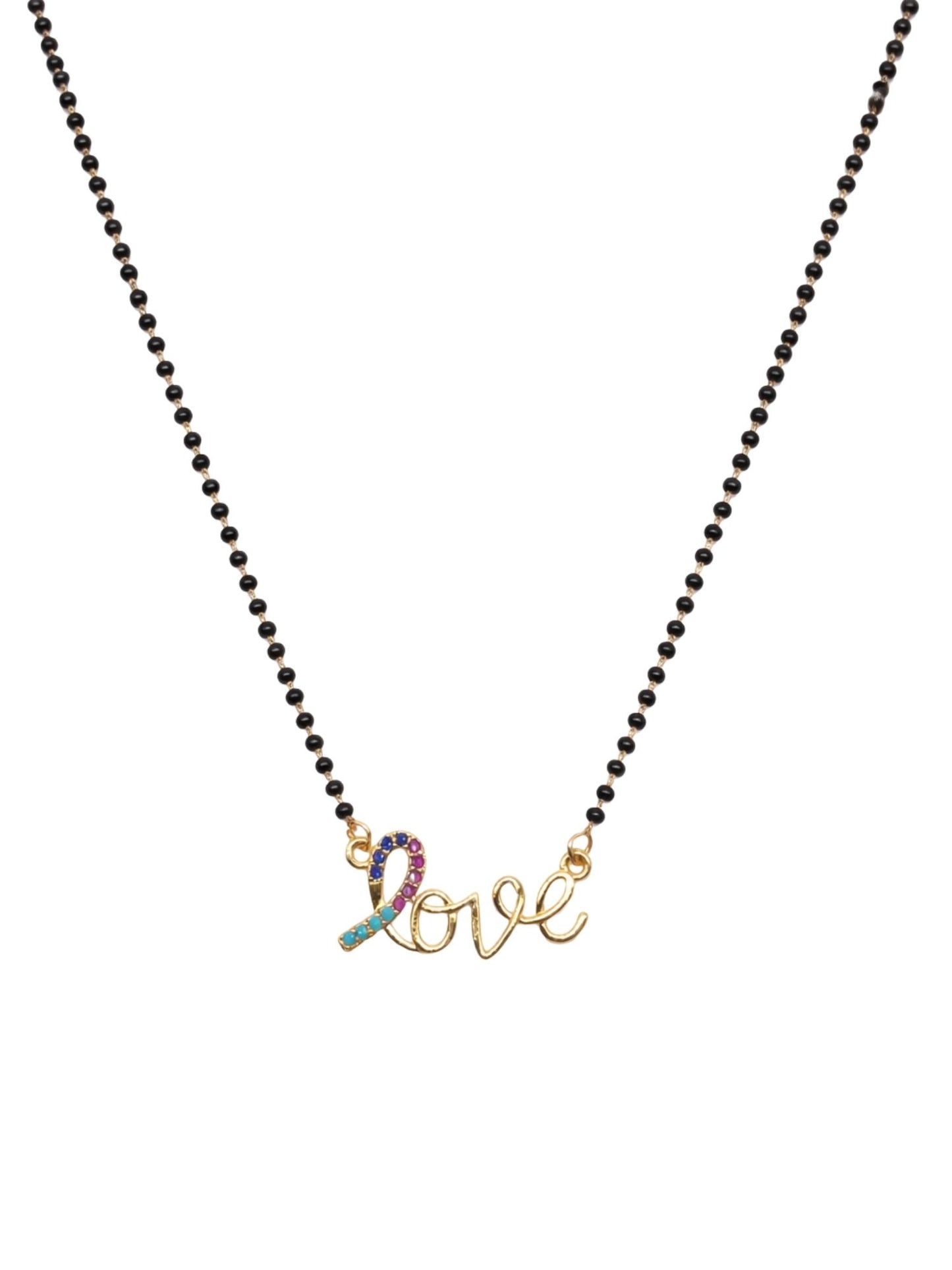 Rose Gold Love Short Mangalsutra Design with Black Beads