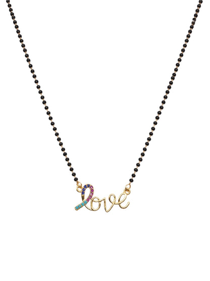 Rose Gold Love Short Mangalsutra Design with Black Beads