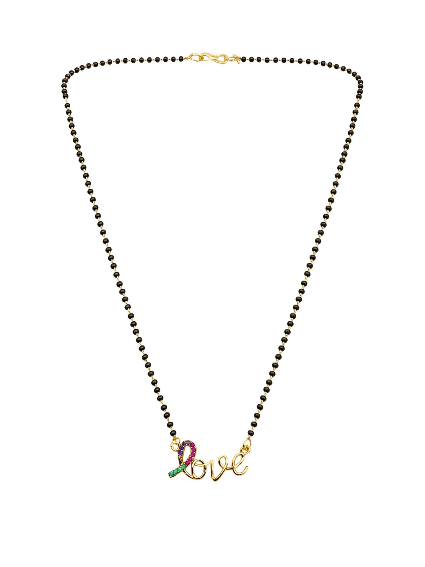 Rose Gold Love Short Mangalsutra Design with Black Beads