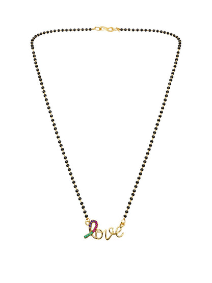 Rose Gold Love Short Mangalsutra Design with Black Beads