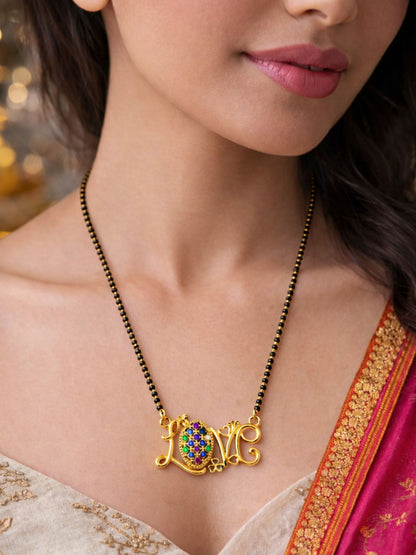 Rose Gold Short Mangalsutra Design Love Pendant for Women