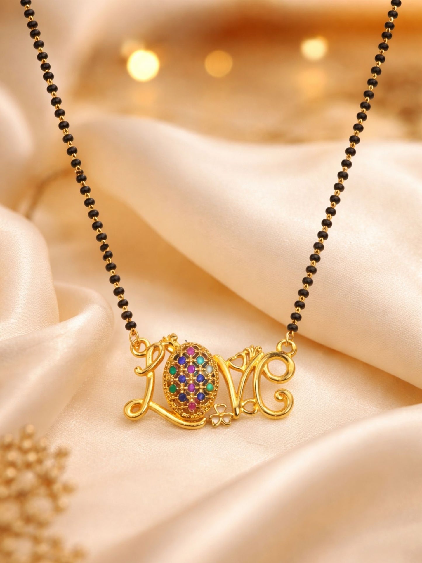 Rose Gold Short Mangalsutra Design Love Pendant for Women