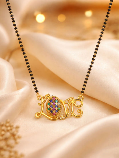 Rose Gold Short Mangalsutra Design Love Pendant for Women