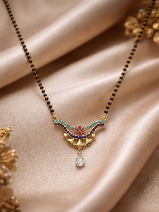Short Mangalsutra Design Rose Gold Beads Pendant