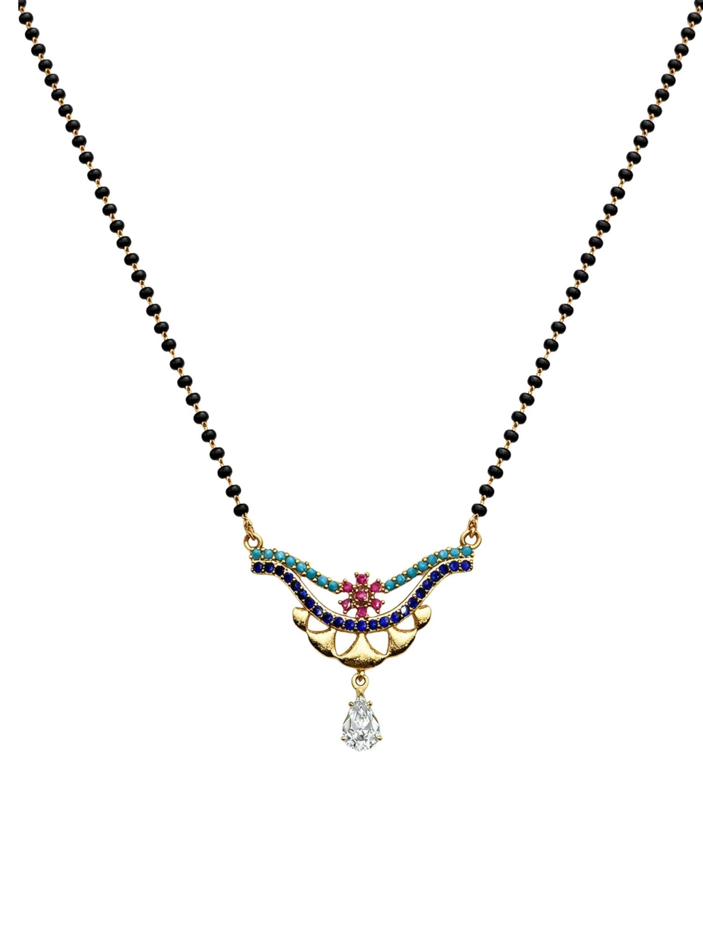 Short Mangalsutra Design Rose Gold Beads Pendant
