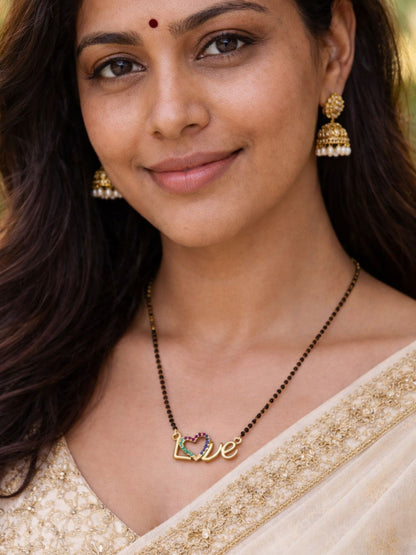 Rose Gold Short Mangalsutra Design Love Heart Necklace