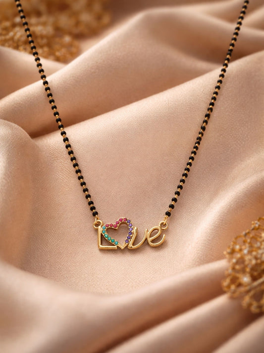 Rose Gold Short Mangalsutra Design Love Heart Necklace