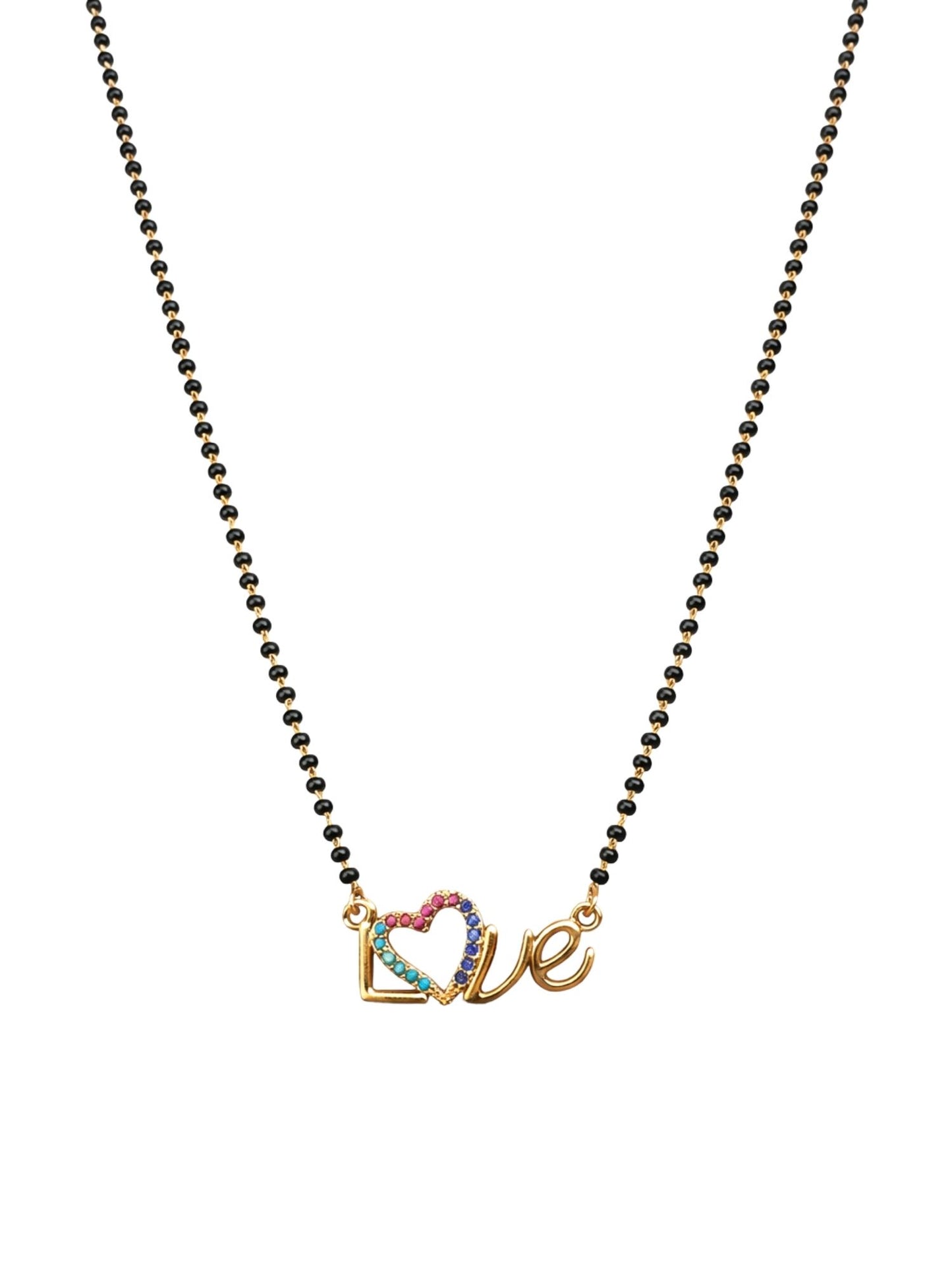Rose Gold Short Mangalsutra Design Love Heart Necklace