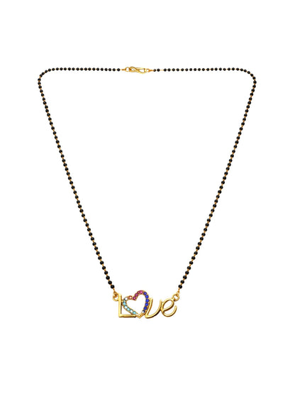 Rose Gold Short Mangalsutra Design Love Heart Necklace