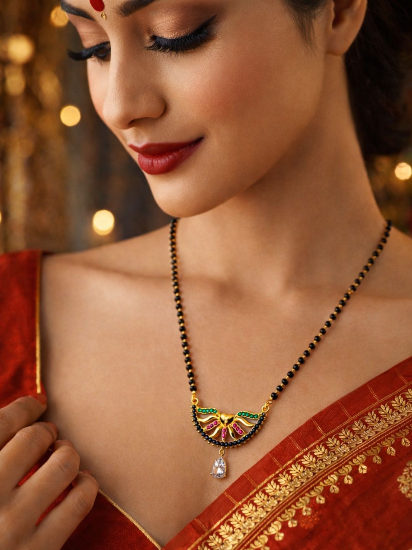 Short Mangalsutra Design Rose Gold Heart for Women