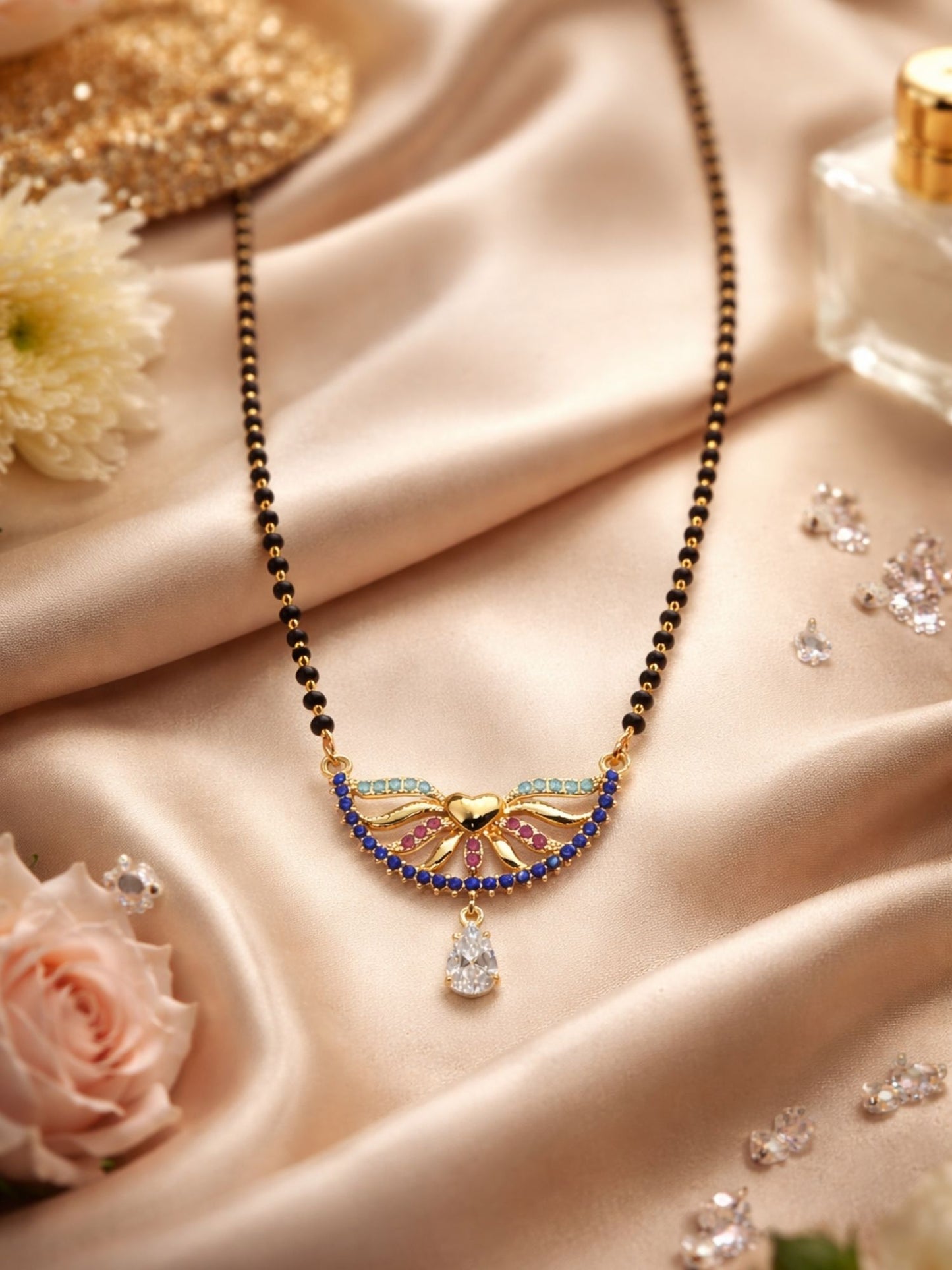 Short Mangalsutra Design Rose Gold Heart for Women