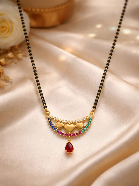 Short Mangalsutra Design Rose Gold Heart Pendant