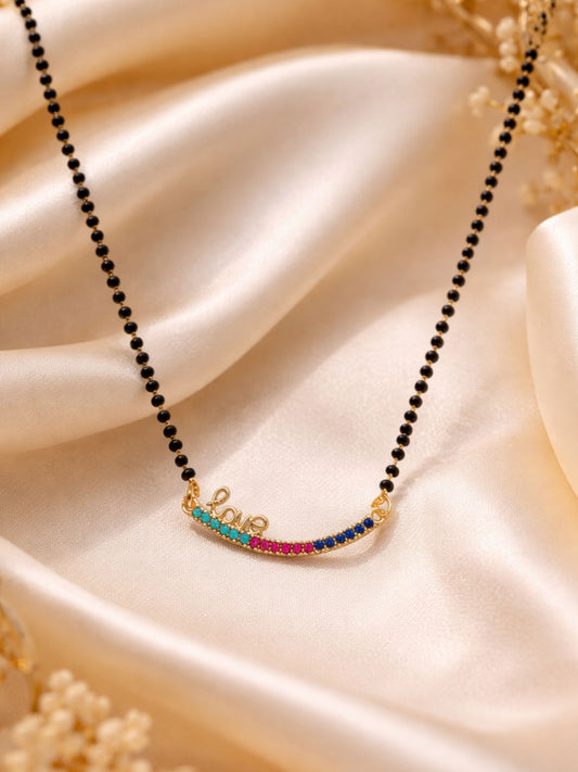 Rose Gold Short Mangalsutra Design Love Pendant Necklace