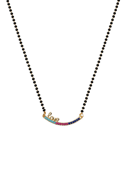 Rose Gold Short Mangalsutra Design Love Pendant Necklace