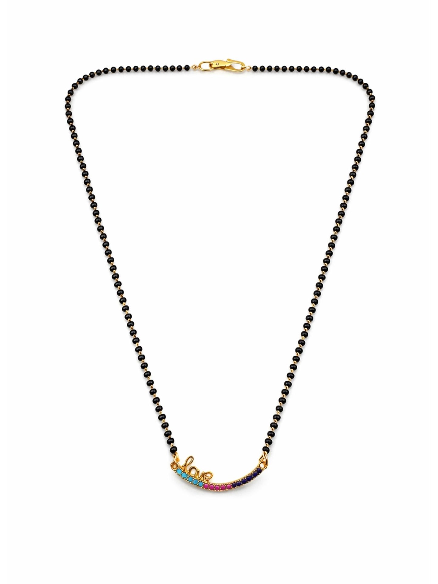 Rose Gold Short Mangalsutra Design Love Pendant Necklace