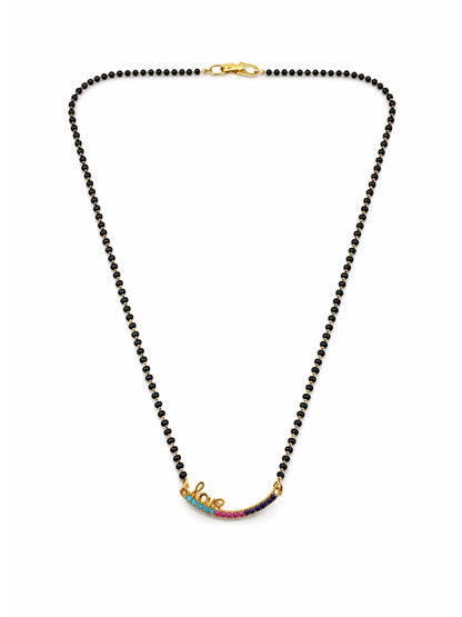 Rose Gold Short Mangalsutra Design Love Pendant Necklace