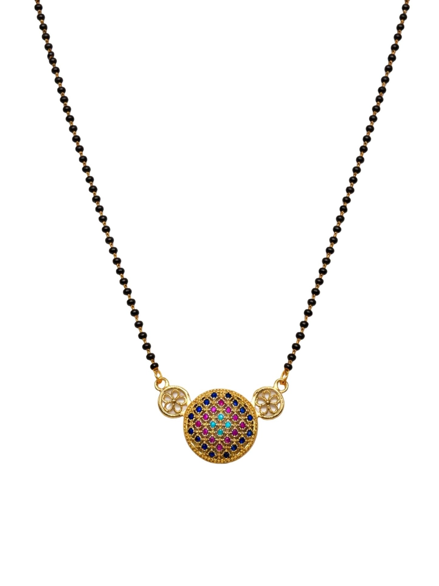 Short Mangalsutra Design Rose Gold Plated Multicolor Pendant