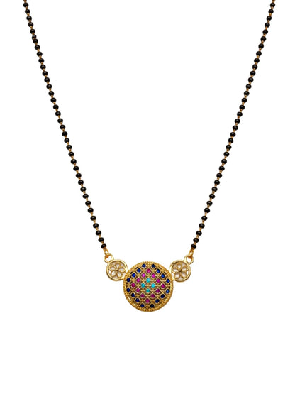 Short Mangalsutra Design Rose Gold Plated Multicolor Pendant