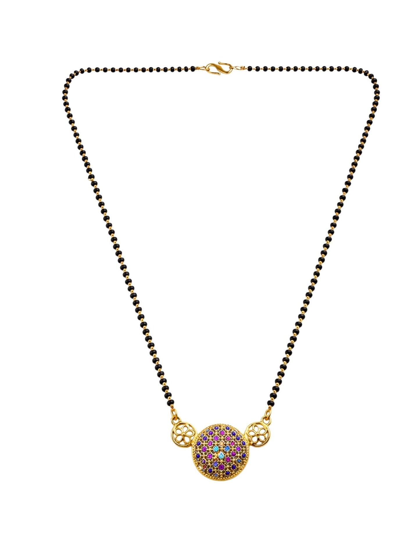 Short Mangalsutra Design Rose Gold Plated Multicolor Pendant