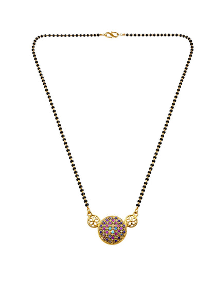 Short Mangalsutra Design Rose Gold Plated Multicolor Pendant