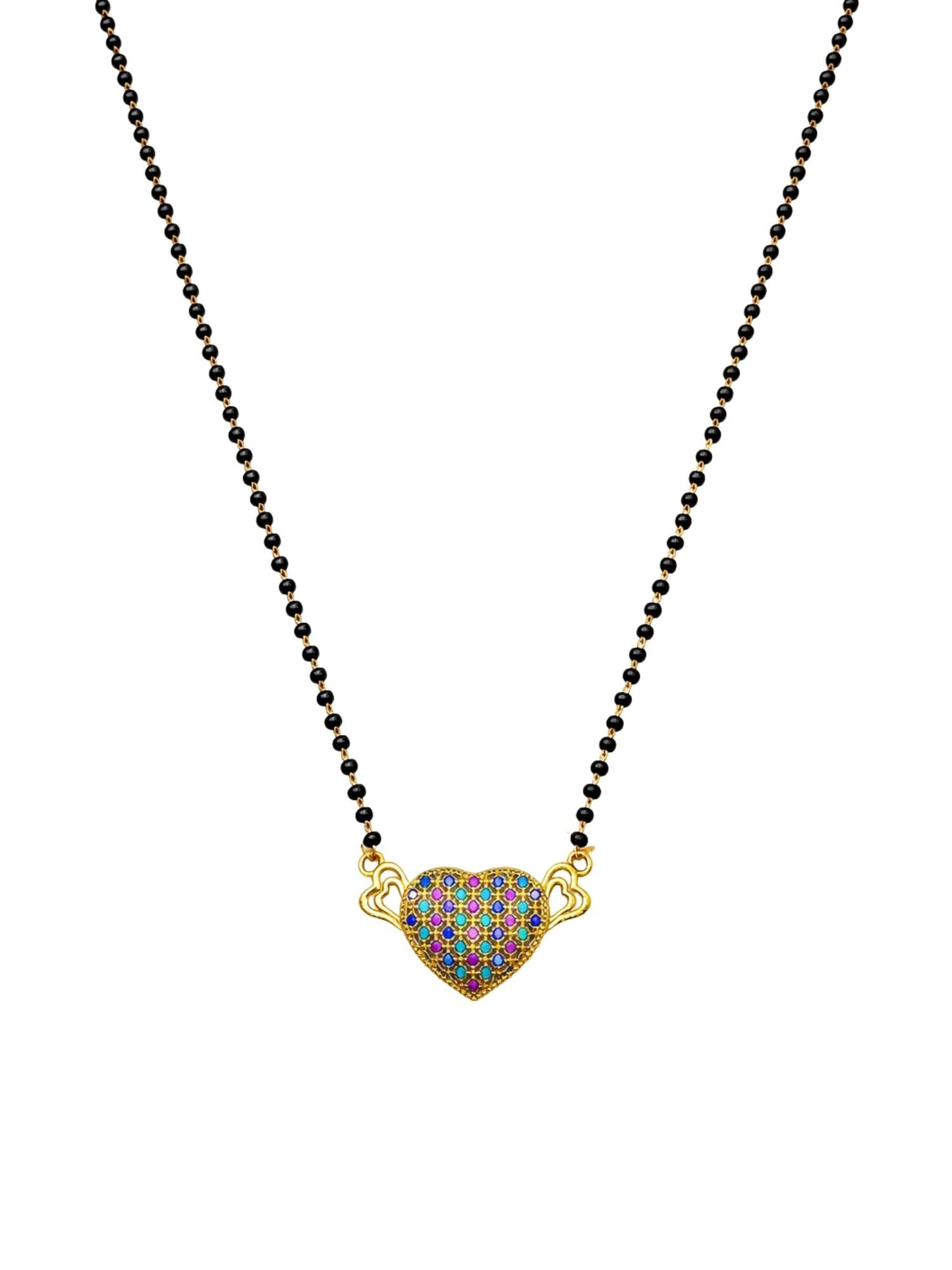 Short Mangalsutra Design Multicolor Heart Pendant for Women
