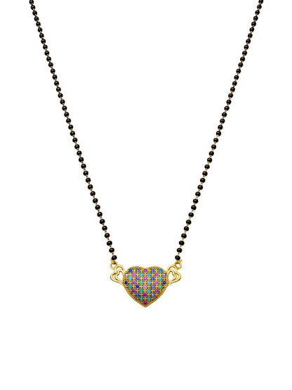 Short Mangalsutra Design Multicolor Heart Pendant for Women