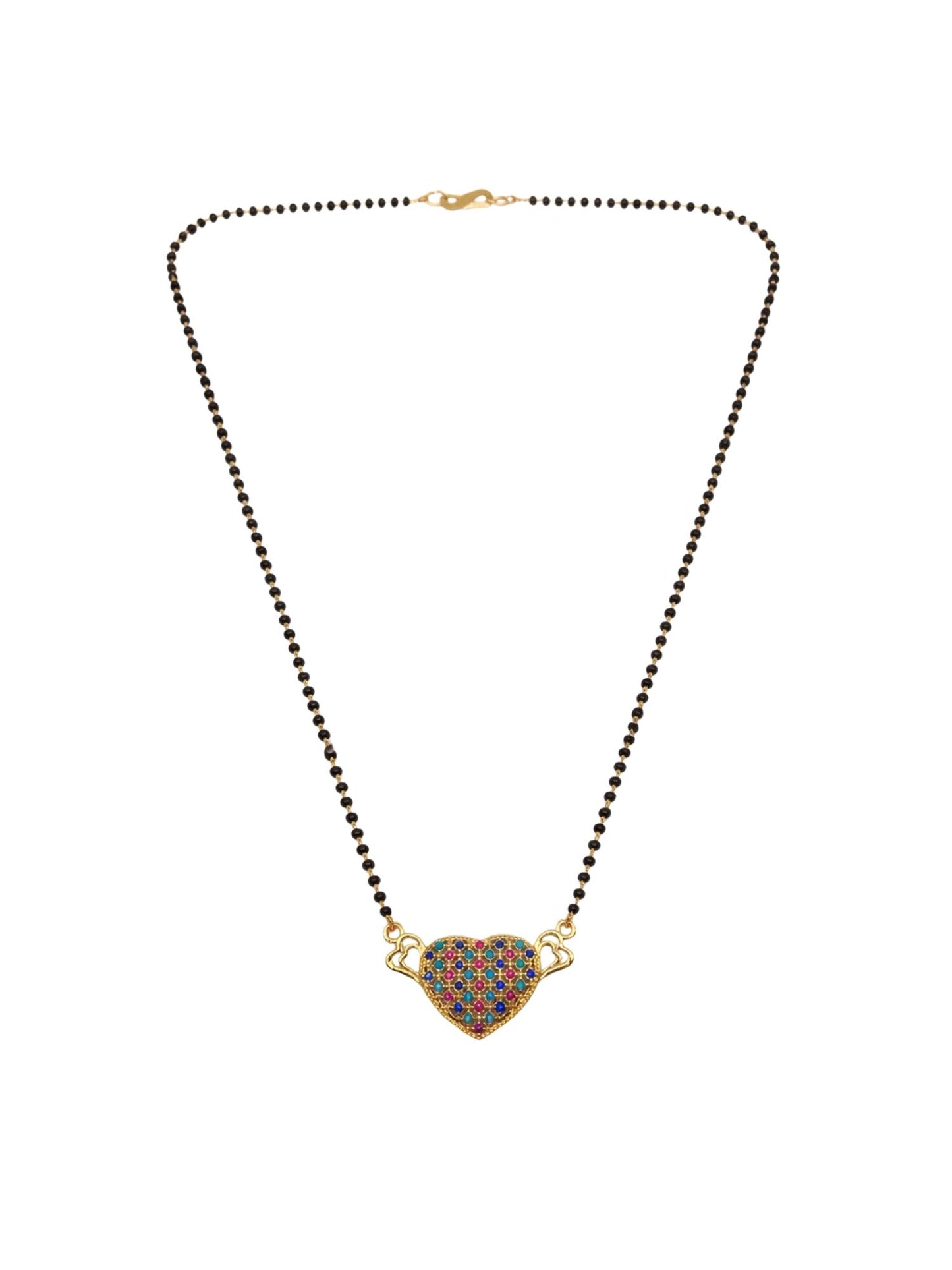Short Mangalsutra Design Multicolor Heart Pendant for Women