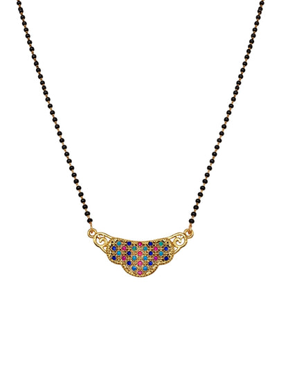 Rose Gold Short Mangalsutra Design Multicolor Stone Pendant