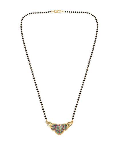 Rose Gold Short Mangalsutra Design Multicolor Stone Pendant