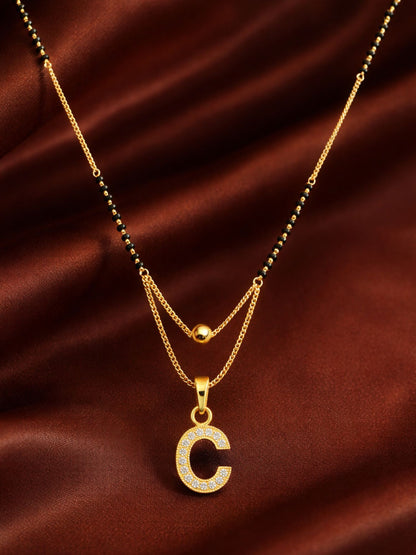 "A" To "Z" Letter Short Mangalsutra Designs with Gold Ball