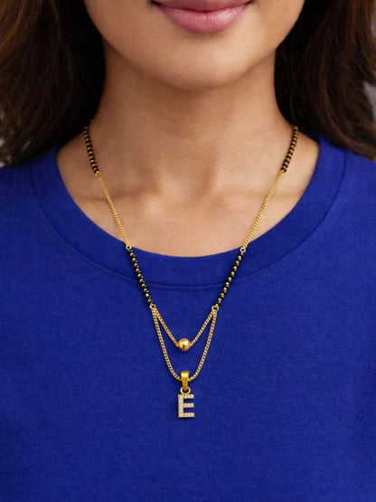 "A" To "Z" Letter Short Mangalsutra Designs with Gold Ball